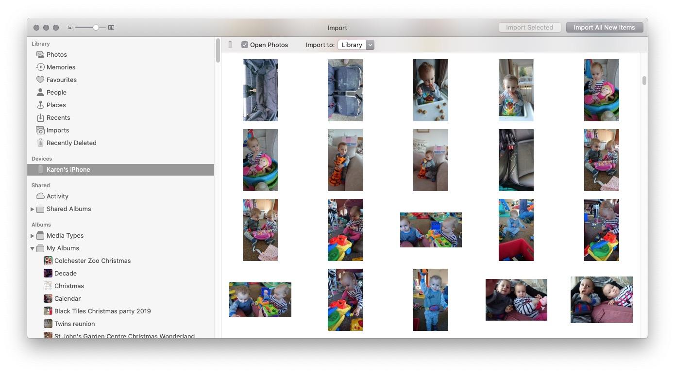Photo app thousands of photos how long import macbook